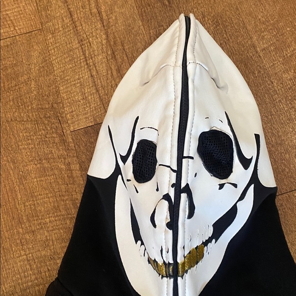 Original Deluxe Black Skeleton Hoodie w/ see through mesh eyes & pockets. Large - Picture 11 of 16